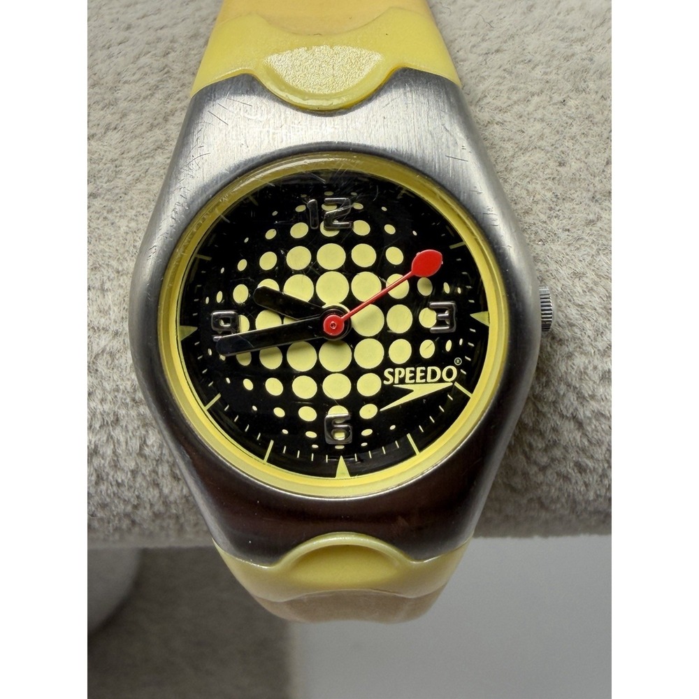 Speedo AVQL05 New Battery Ladies Watch 24MM 7" Yellow Rubber Band